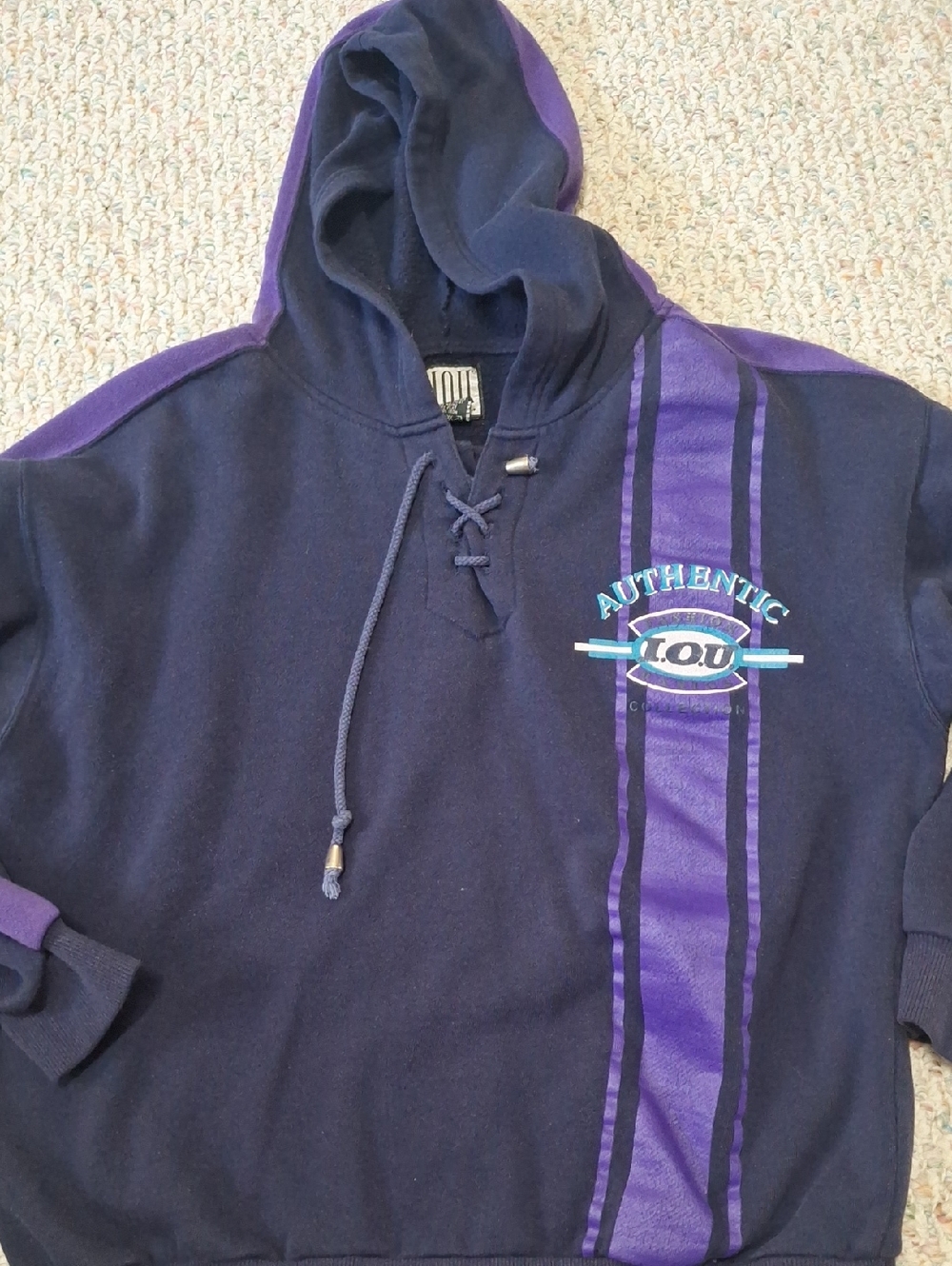 Authentic Navy & Purple Lace-Up Hooded Sweatshirt